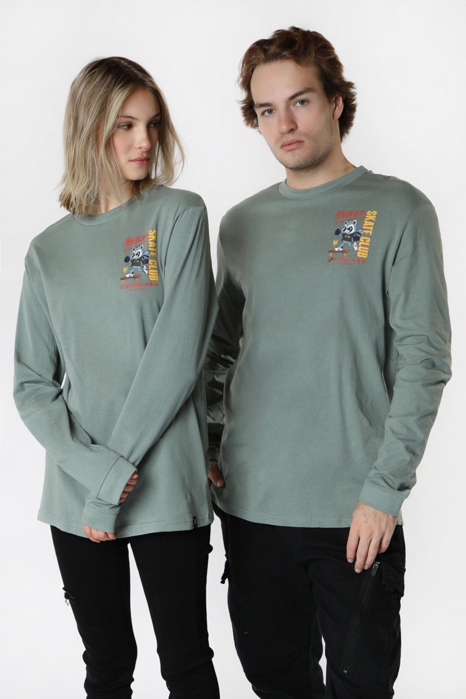 Unisex Zoo York | Zoo York Unisex Skate Club Long Sleeve Top Sage