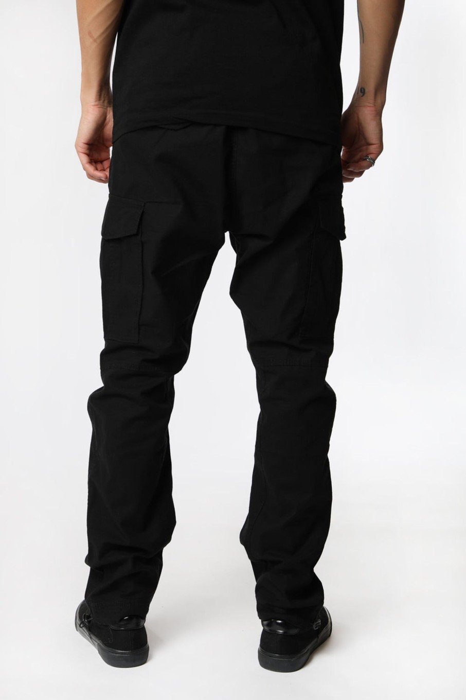 Mens West49 | West49 Mens Ripstop Bungee Cargo Jogger Black