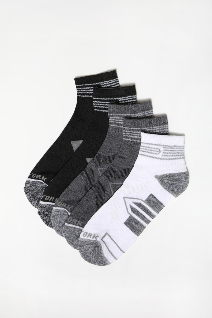 Youth Zoo York | Zoo York Youth 5-Pack Athletic Ankle Socks Black With White