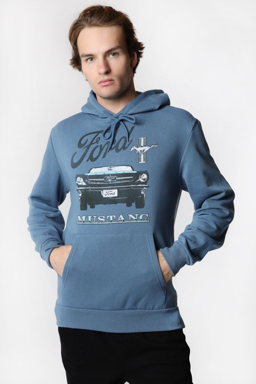 Mens West49 | Mens Ford Mustang Hoodie Medium Denim Blue