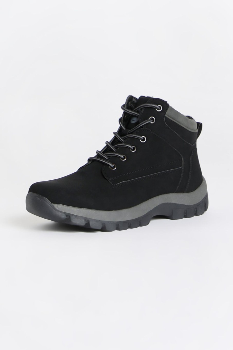 Footwear West49 | Mens Hiker Boots With Faux Fur Black