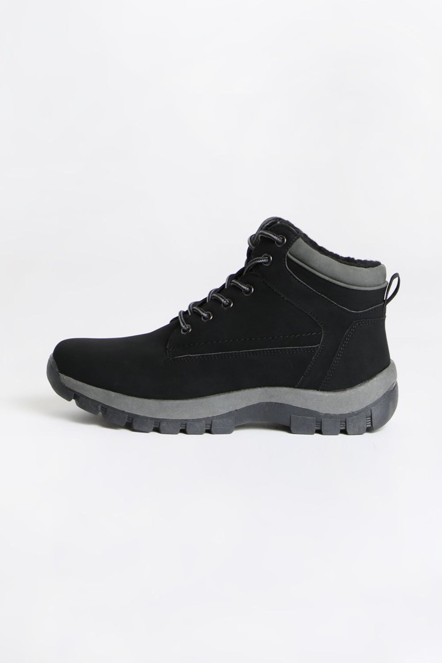 Footwear West49 | Mens Hiker Boots With Faux Fur Black