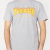 Mens Thrasher | Thrasher Flame Logo Grey T-Shirt Heather Grey