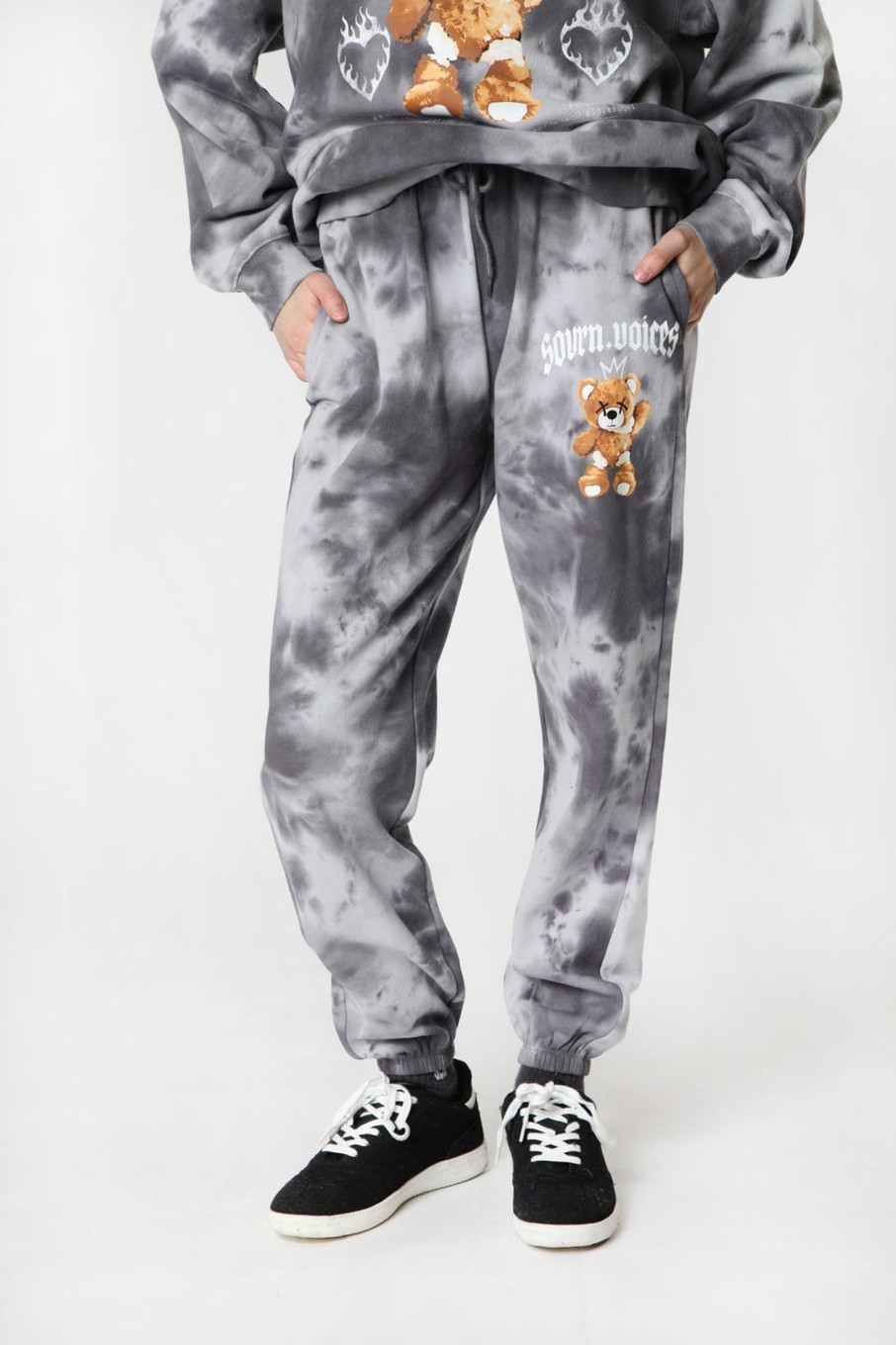 Womens Sovrn Voices | Womens Sovrn Voices Tie-Dye Sweatpant Black With White