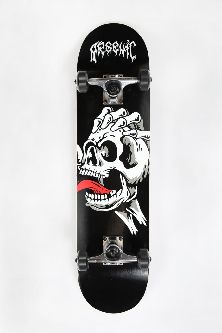 Skate Arsenic | Arsenic Skull Hand Skateboard 7.75" Black With White