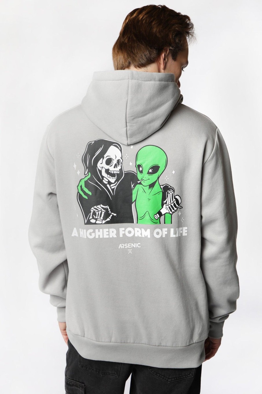 Mens Arsenic | Arsenic Mens Alien Hoodie Light Grey