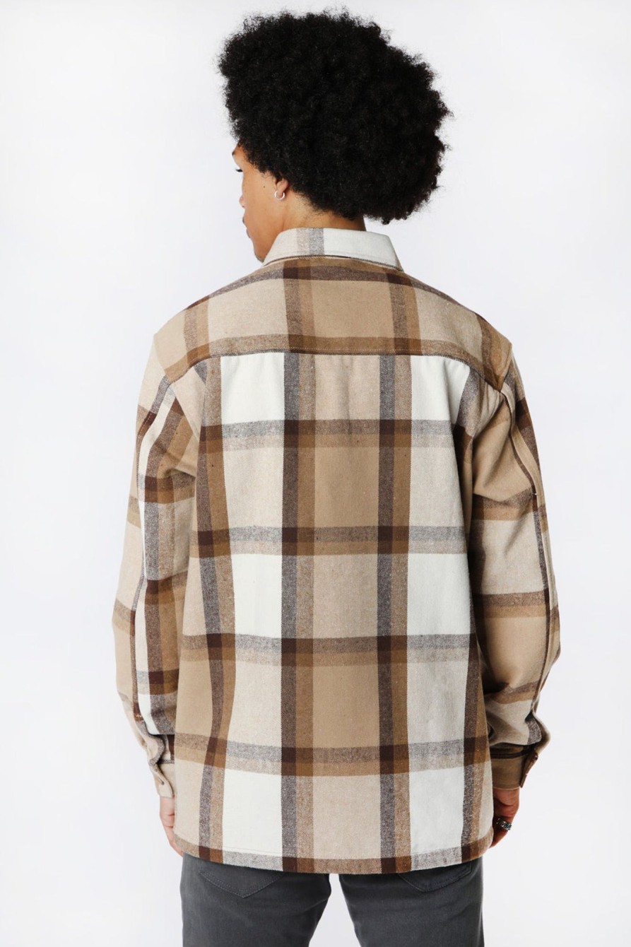 Mens Amnesia | Amnesia Mens Cotton Plaid Button-Up Sand