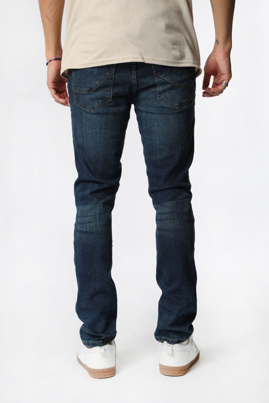 Mens West49 | West49 Mens Distressed Slim Jeans Rinse Denim