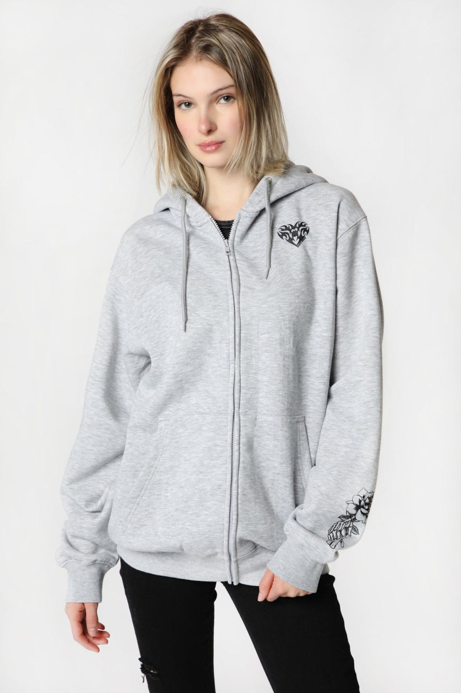 Womens Sovrn Voices | Womens Sovrn Voices Graphic Zip-Up Hoodie Heather Grey