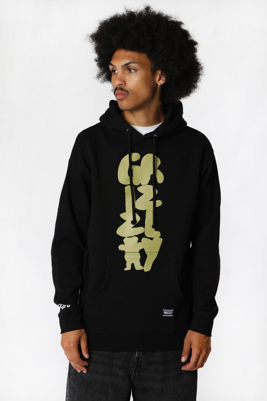 Mens Grizzly | Grizzly Brushwork Hoodie Black