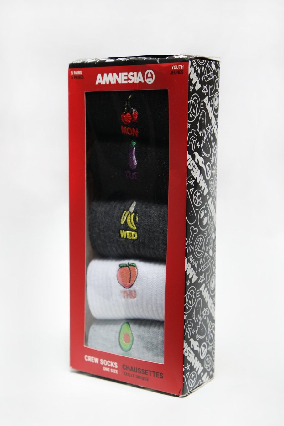 Youth Amnesia | Amnesia Youth 5-Pack Embroidered Crew Socks Multi