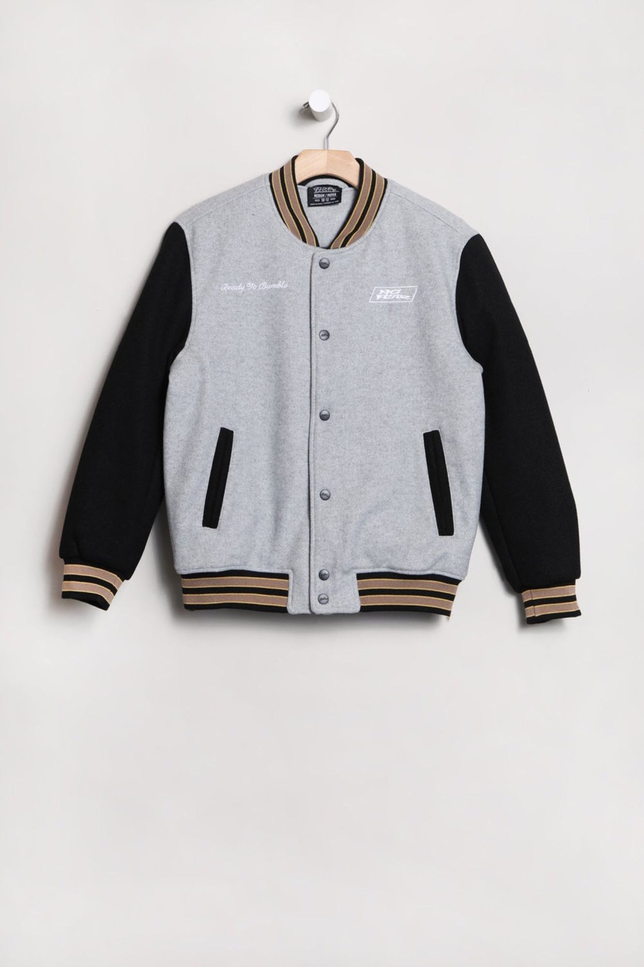 Youth No Fear | No Fear Youth Melton Varsity Jacket Light Grey