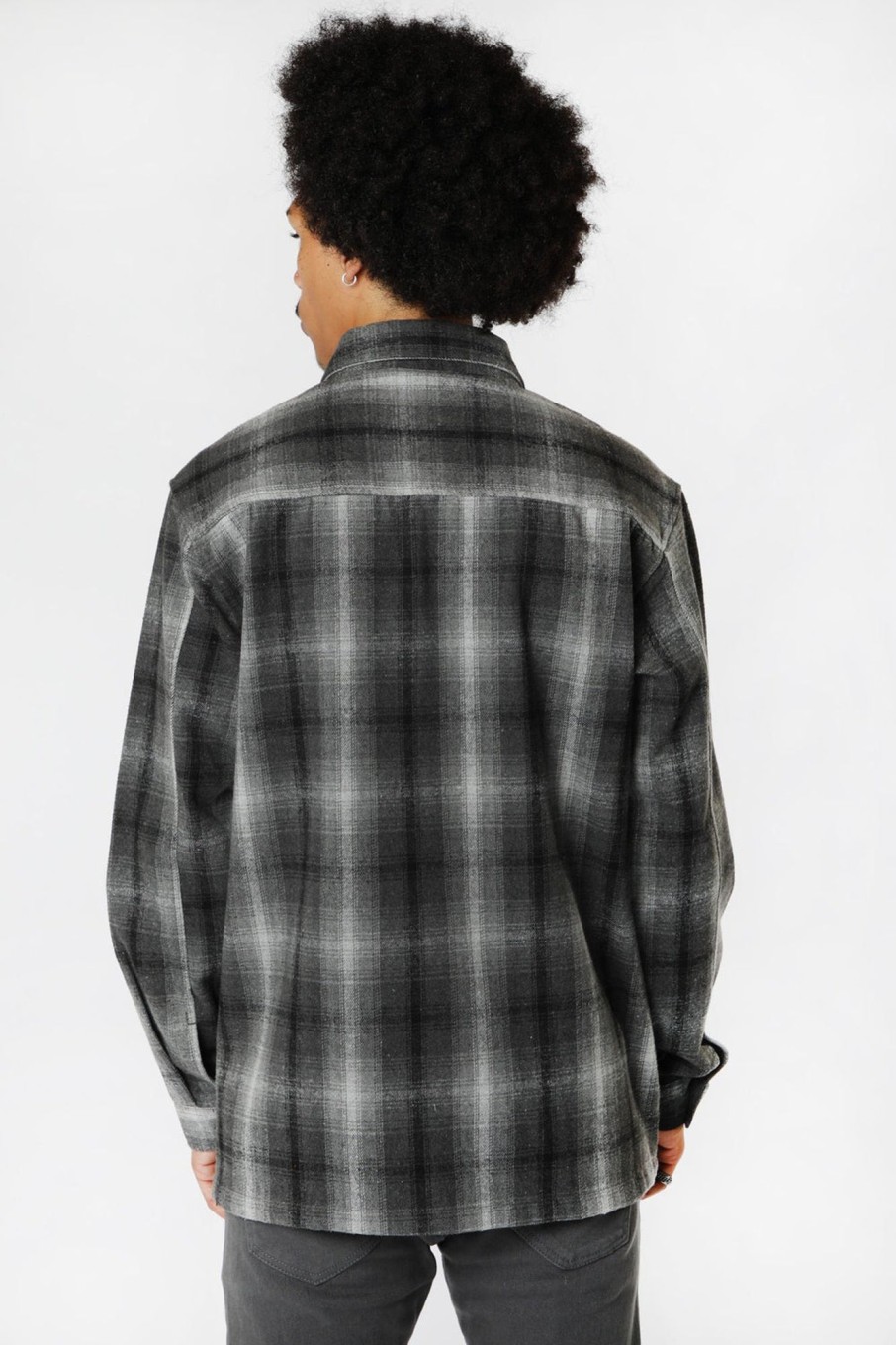 Mens Amnesia | Amnesia Mens Cotton Plaid Button-Up Charcoal