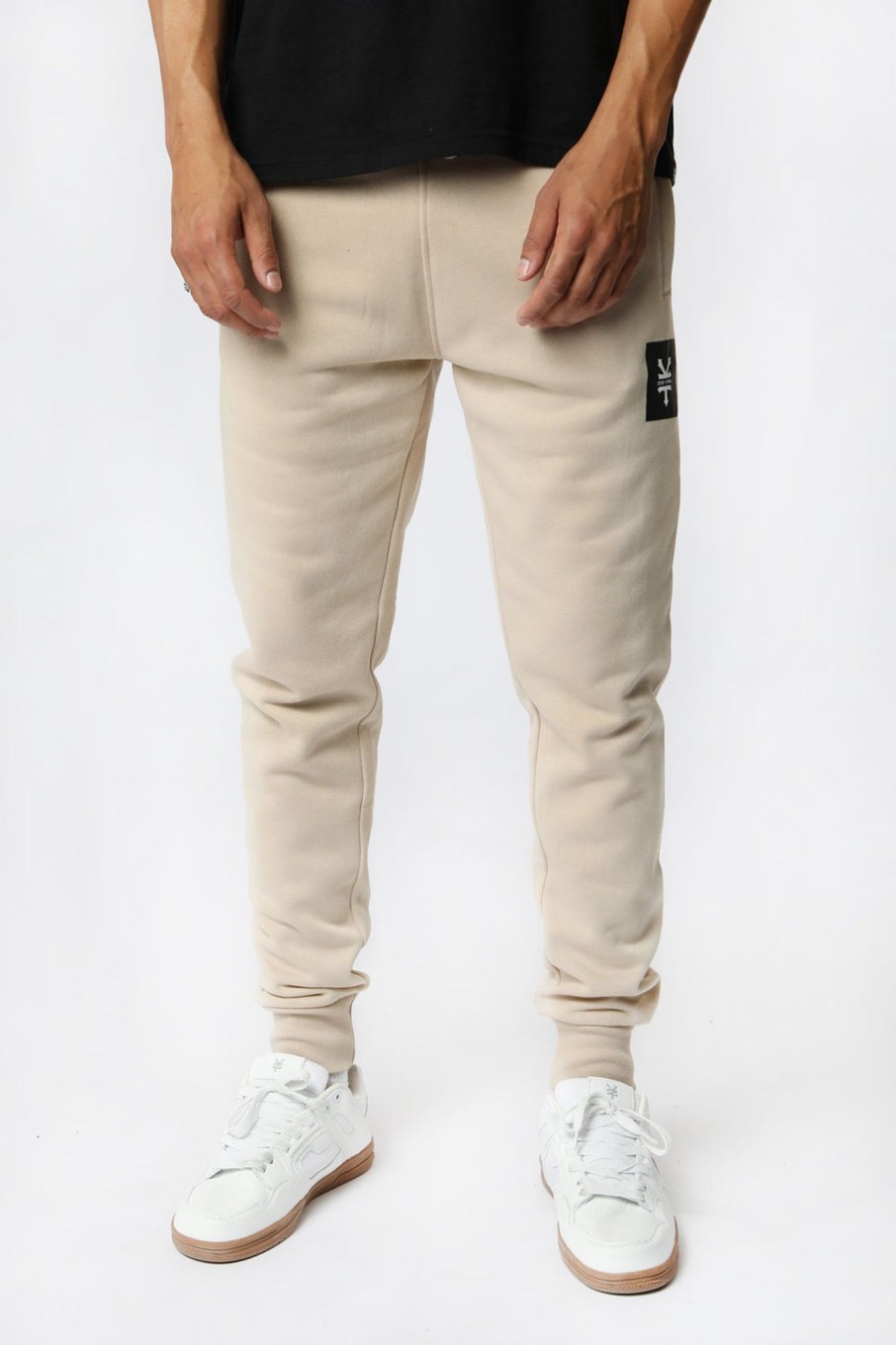 Mens Zoo York | Zoo York Mens Square Logo Fleece Jogger Natural