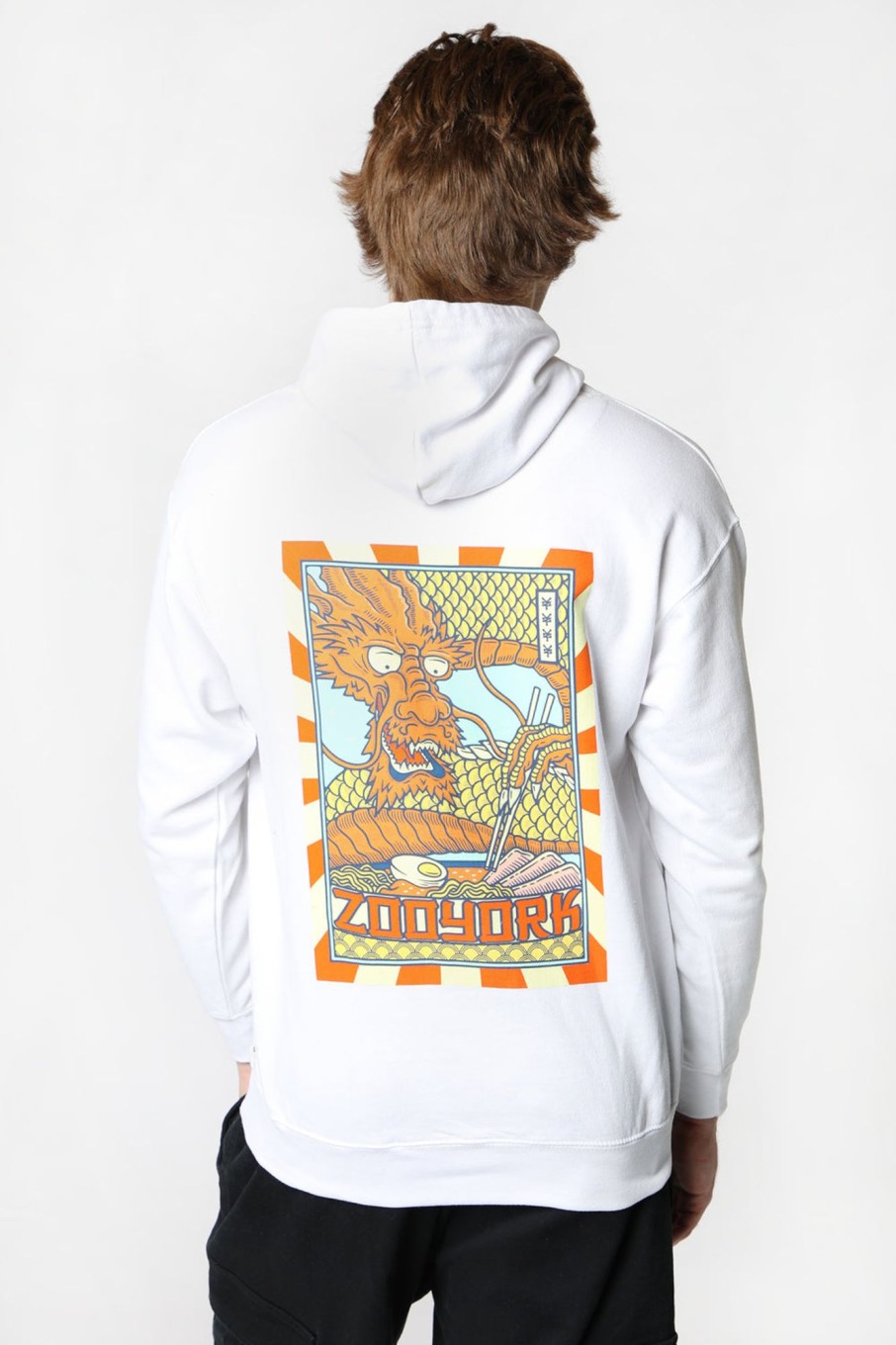 Mens Zoo York | Zoo York Mens Dragon Ramen Hoodie White