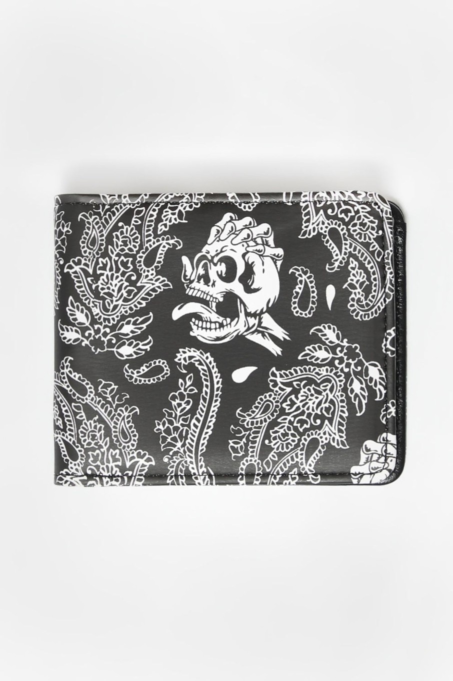 Mens Arsenic | Arsenic Skull And Paisley Print Faux Leather Wallet Black