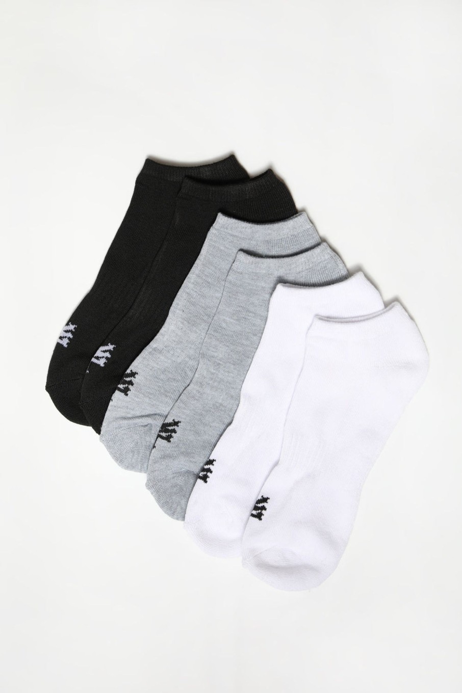 Mens Zoo York | Zoo York Mens 6-Pack Saver No Show Socks Black With White