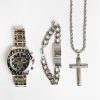 Mens Zoo York | Zoo York Mens Cross Watch Set Silver