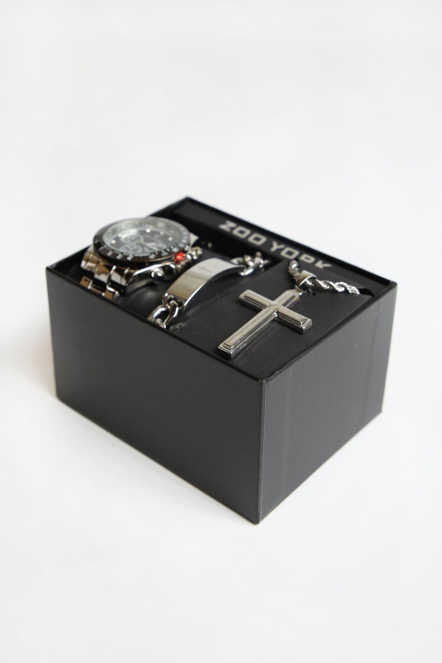 Mens Zoo York | Zoo York Mens Cross Watch Set Silver