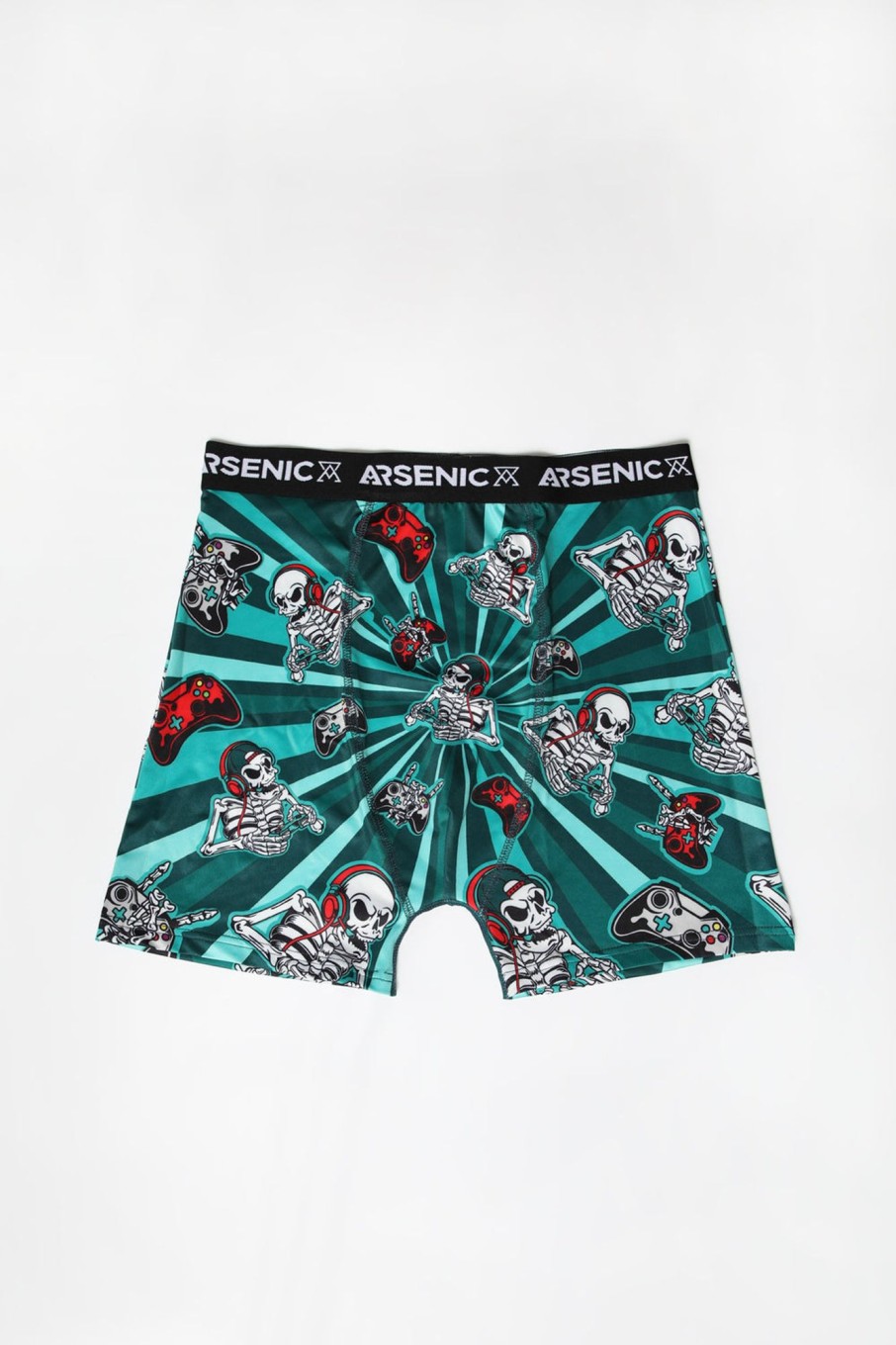 Mens Arsenic | Arsenic Mens Skeleton Gamer Boxer Brief Teal