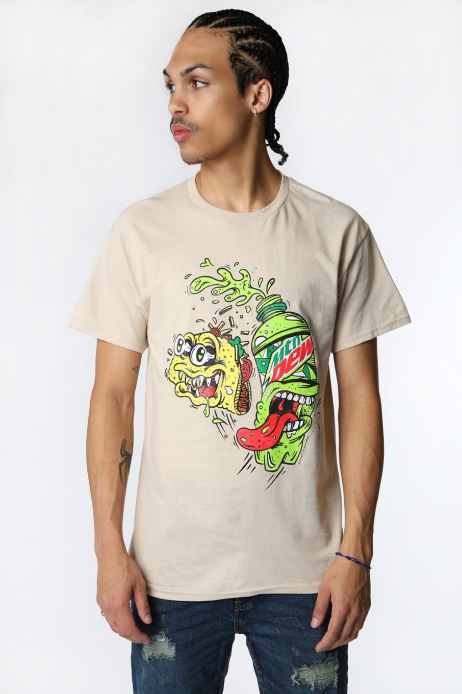 Mens West49 | Mens Mtn Dew Graphic T-Shirt Cream