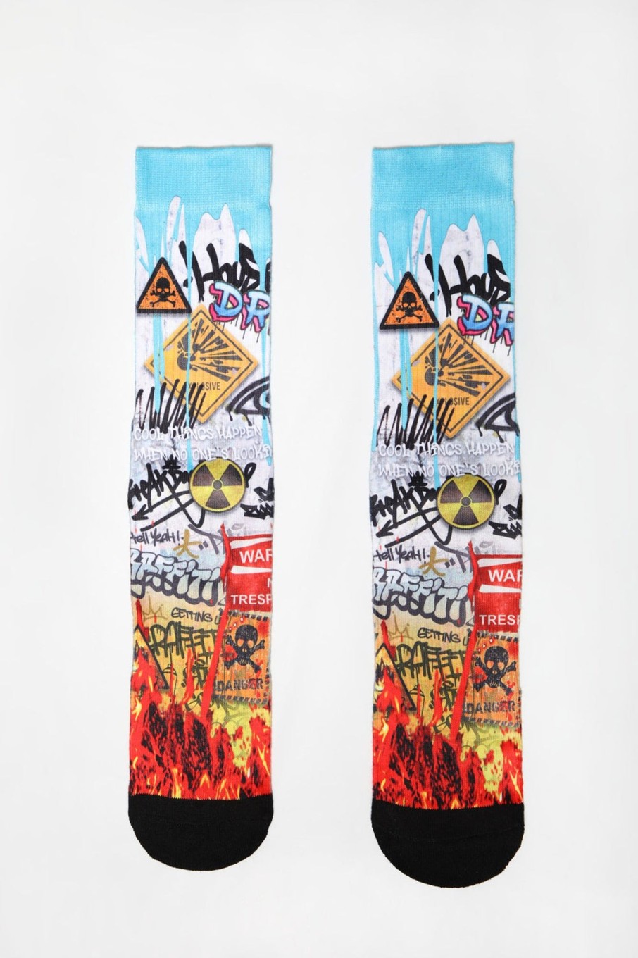 Mens Zoo York | Zoo York Mens Graffiti Signs Crew Socks Blue