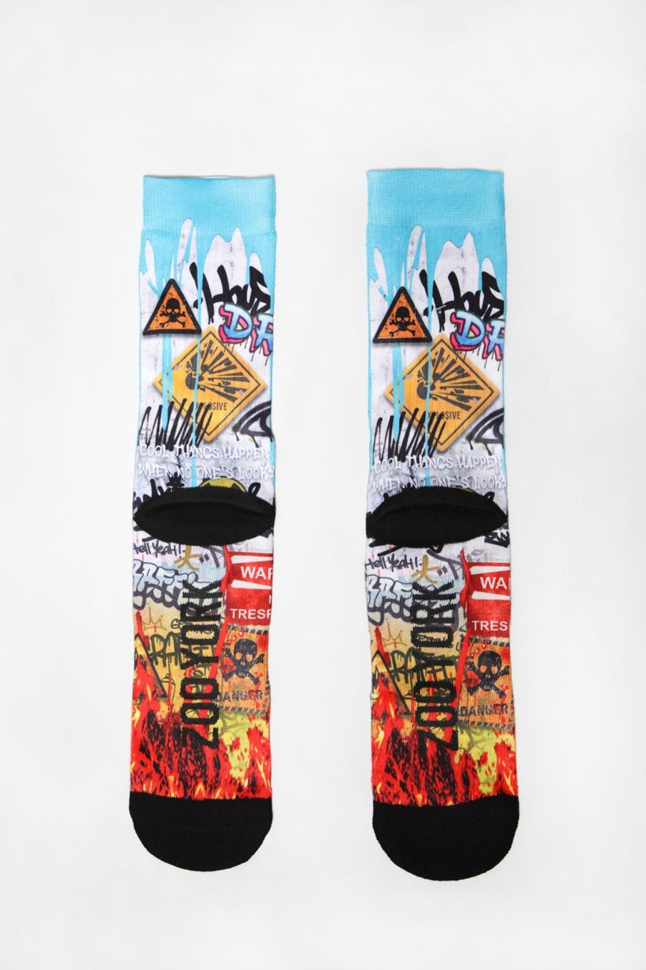 Mens Zoo York | Zoo York Mens Graffiti Signs Crew Socks Blue