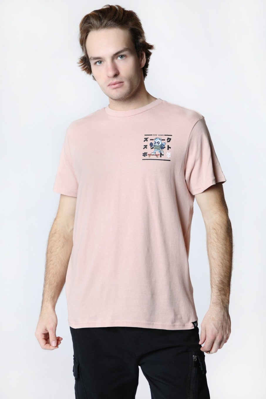 Mens Zoo York | Zoo York Raccoon Skater Unisex T-Shirt Light Pink