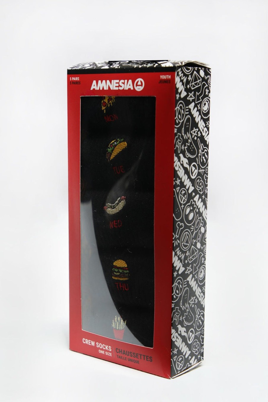 Youth Amnesia | Amnesia Youth 5-Pack Fast Food Crew Socks Black