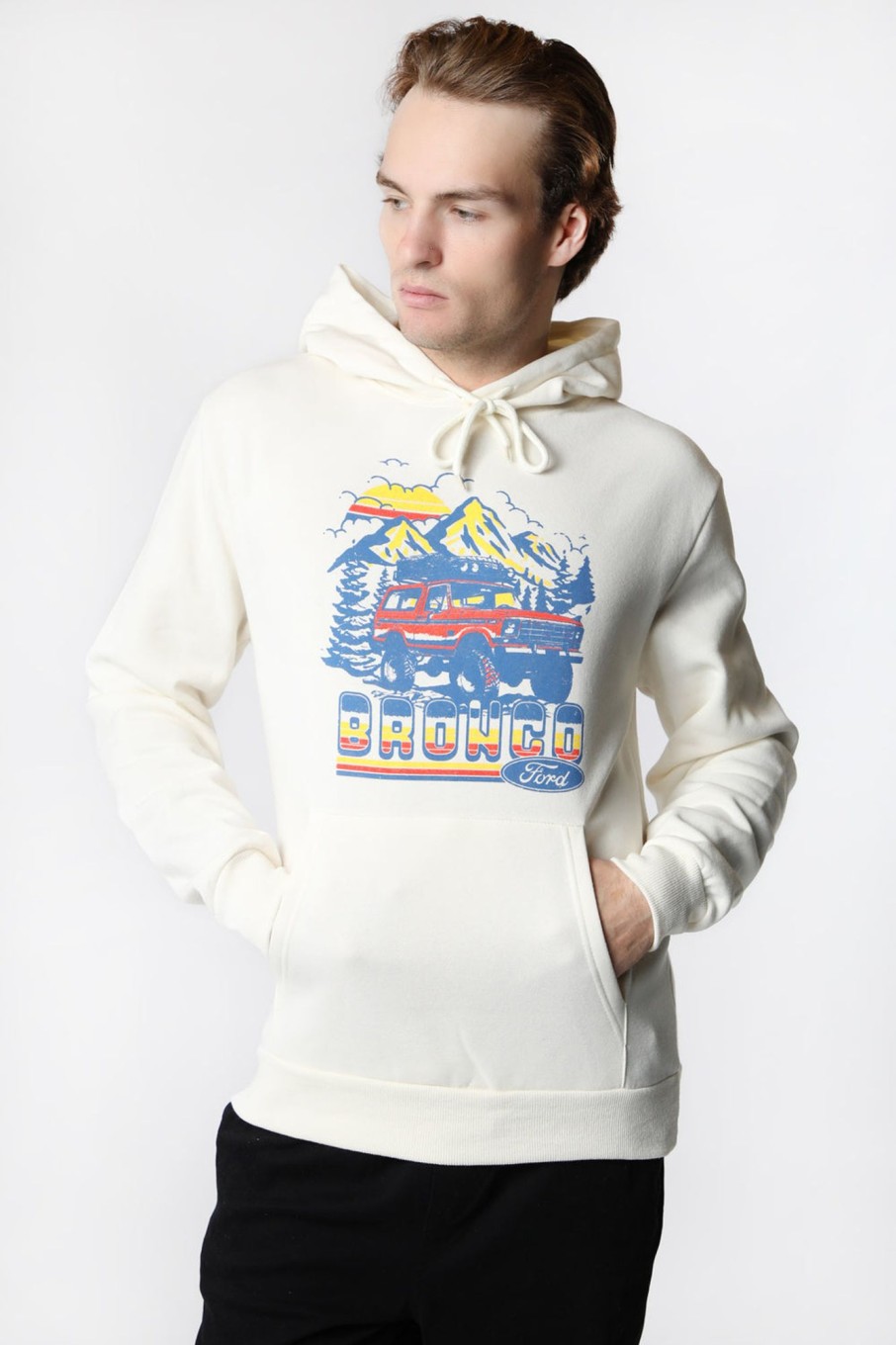 Mens West49 | Mens Ford Bronco Hoodie Off White