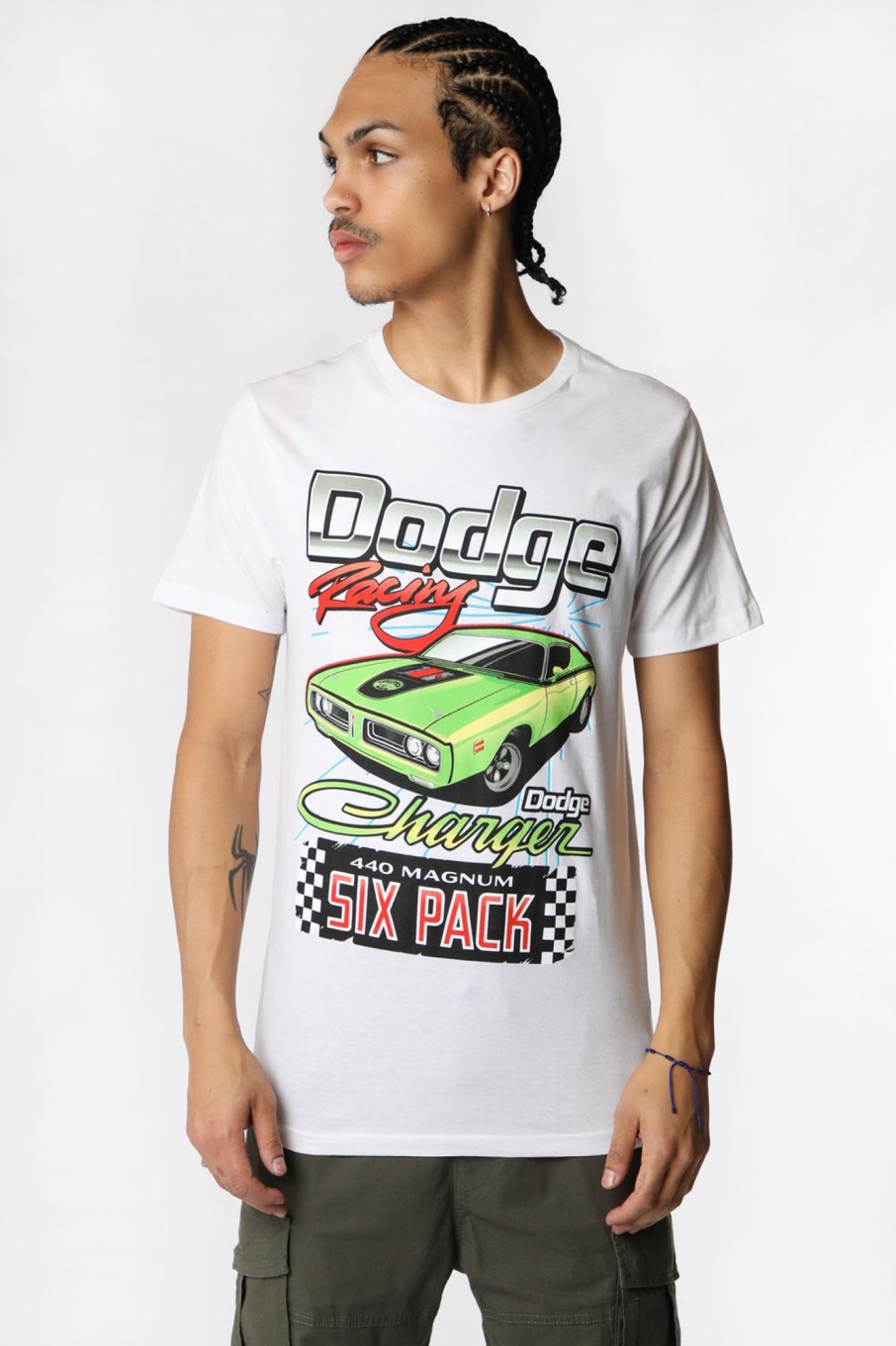 Mens West49 | Mens Dodge Charger Racing T-Shirt White