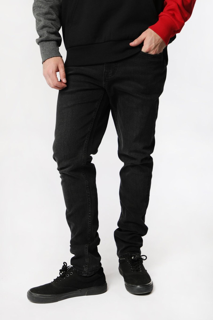 Mens West49 | West49 Mens Washed Black Skinny Jeans Charcoal