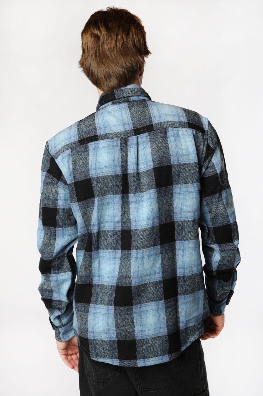 Mens Amnesia | Amnesia Mens Flannel Plaid Button-Up Blue