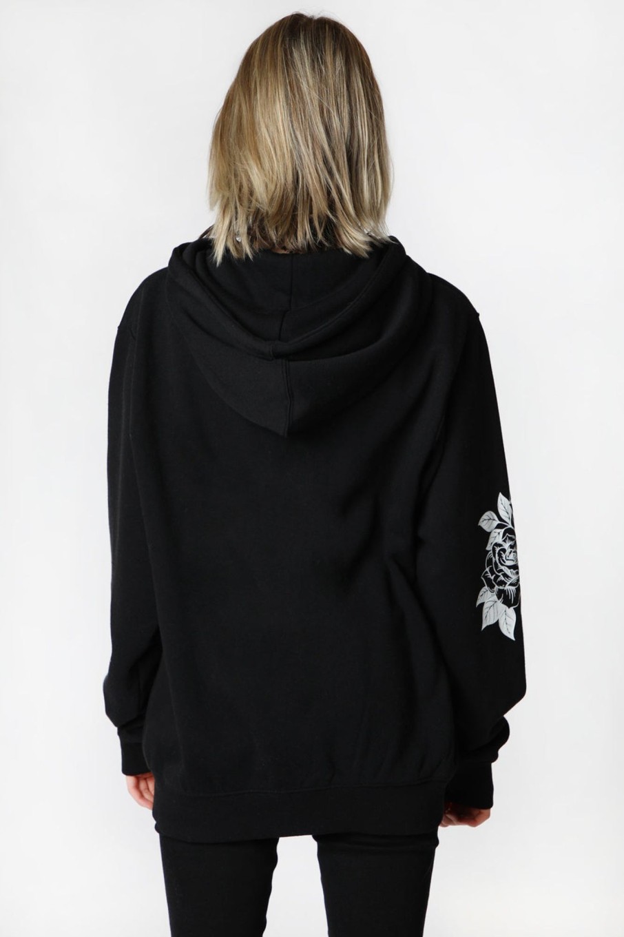 Womens Sovrn Voices | Womens Sovrn Voices Dragon And Roses Zip-Up Hoodie Black