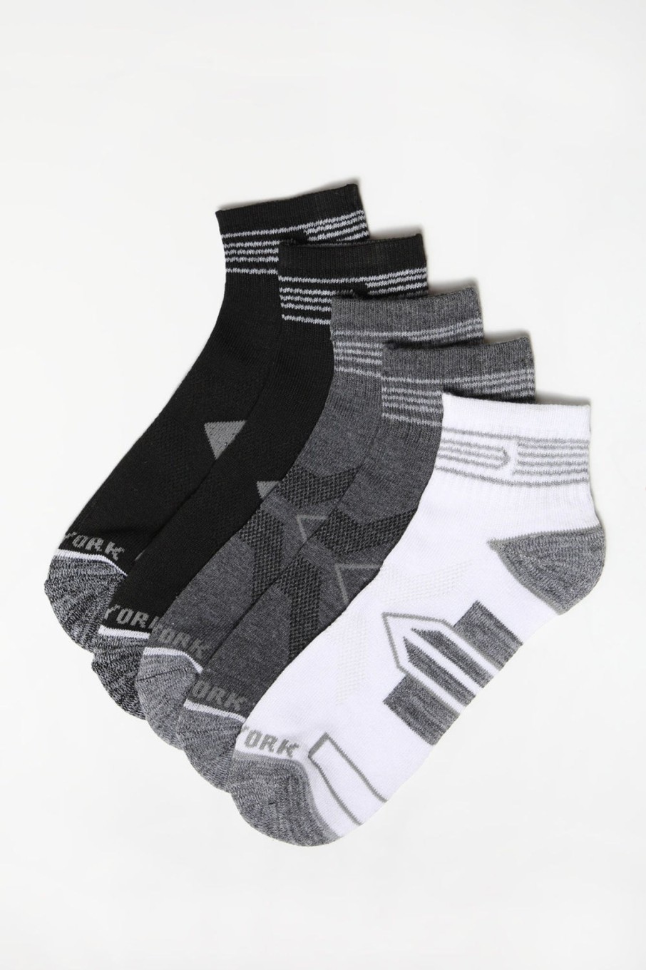 Mens Zoo York | Zoo York Mens 5-Pack Athletic Ankle Socks Black With White