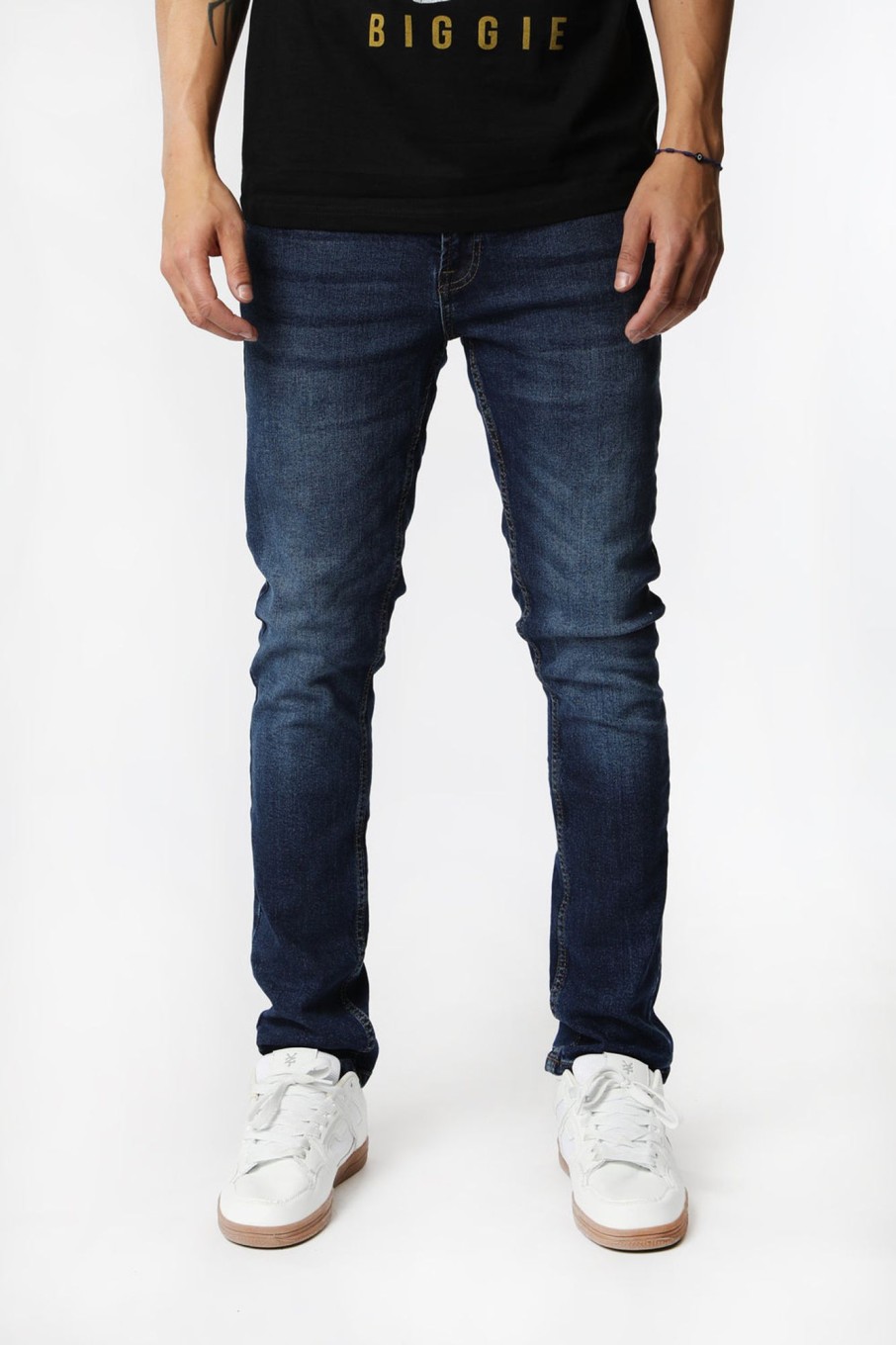 Mens West49 | West49 Mens Dark Stone Slim Jeans Pacific Blue