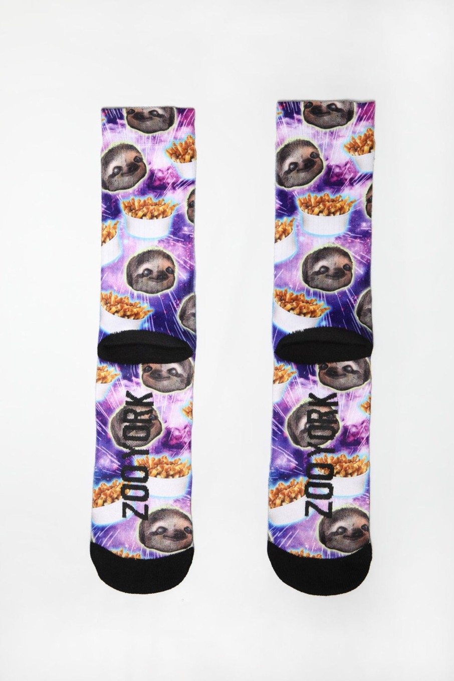 Mens Zoo York | Zoo York Mens Sloths & Poutine Crew Socks Purple