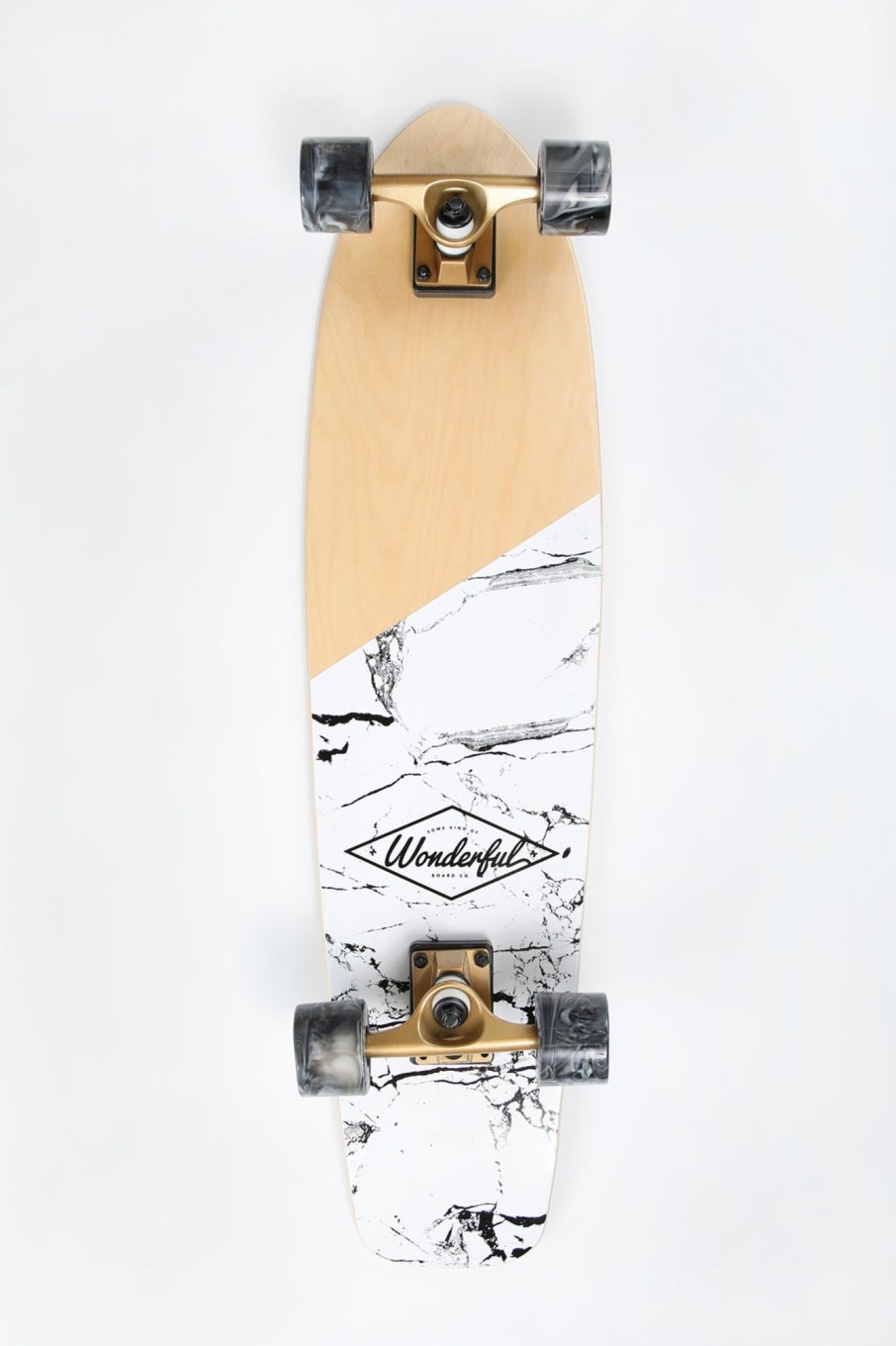 Skate Wonderful | Wonderful Marble Print Wood Cruiser 31" White