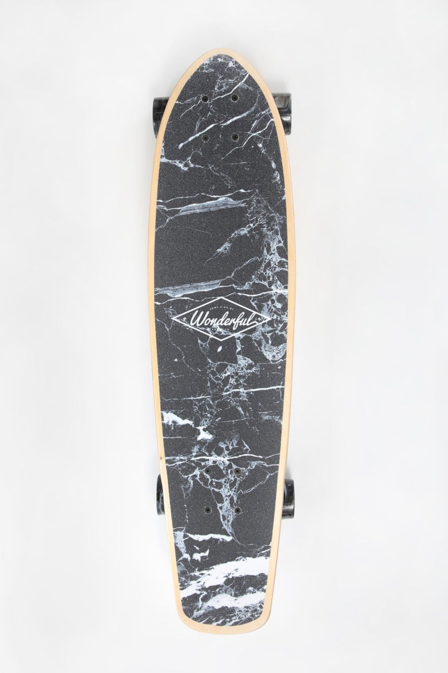 Skate Wonderful | Wonderful Marble Print Wood Cruiser 31" White