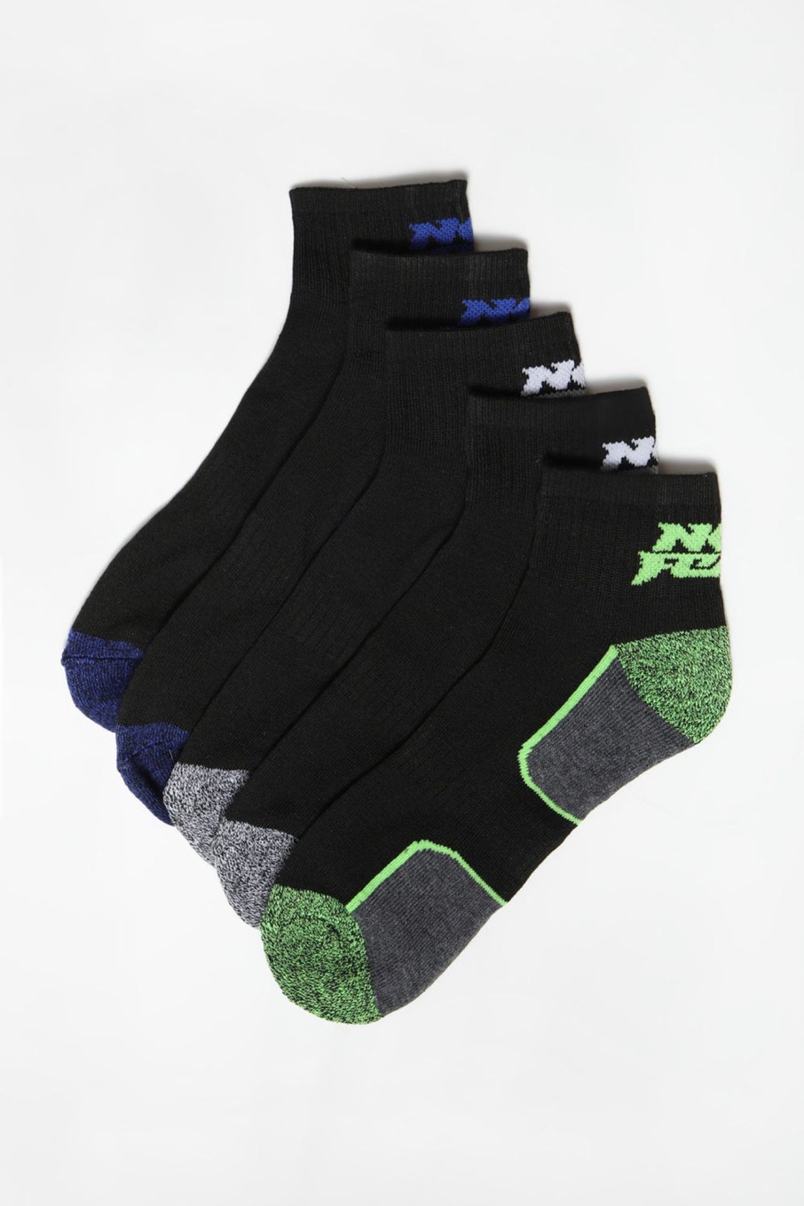 Mens No Fear | No Fear Mens 5-Pack Athletic Ankle Socks Black