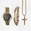 Mens Zoo York | Zoo York Mens Cross Watch Set Gold