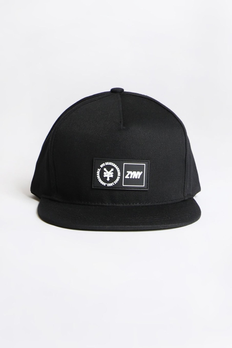 Mens Zoo York | Zoo York Mens Patch Logo Flat Brim Hat Black