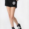 Womens Enygma | Womens Enygma Skeleton Basic Fleece Shorts Black