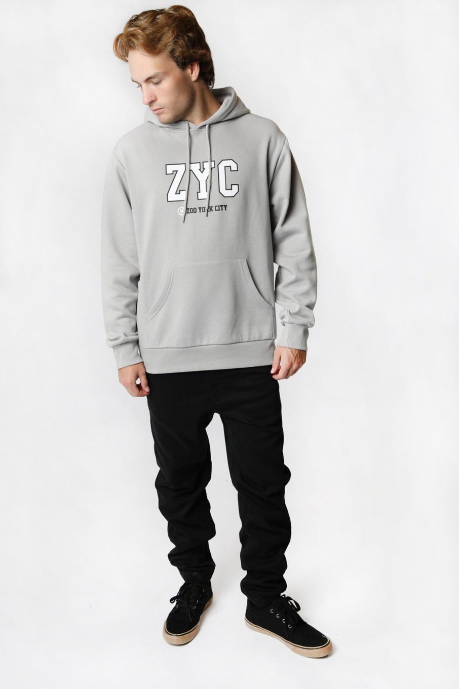 Mens Zoo York | Zoo York Mens Zyc Logo Hoodie Light Grey