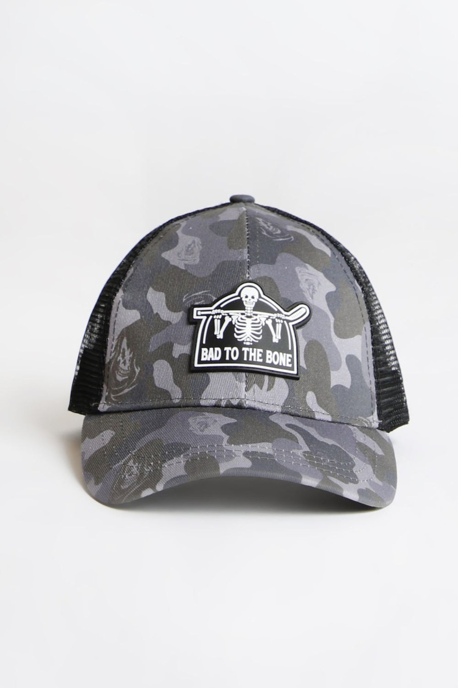 Mens Arsenic | Arsenic Mens Skull Patch Camo Trucker Hat Black