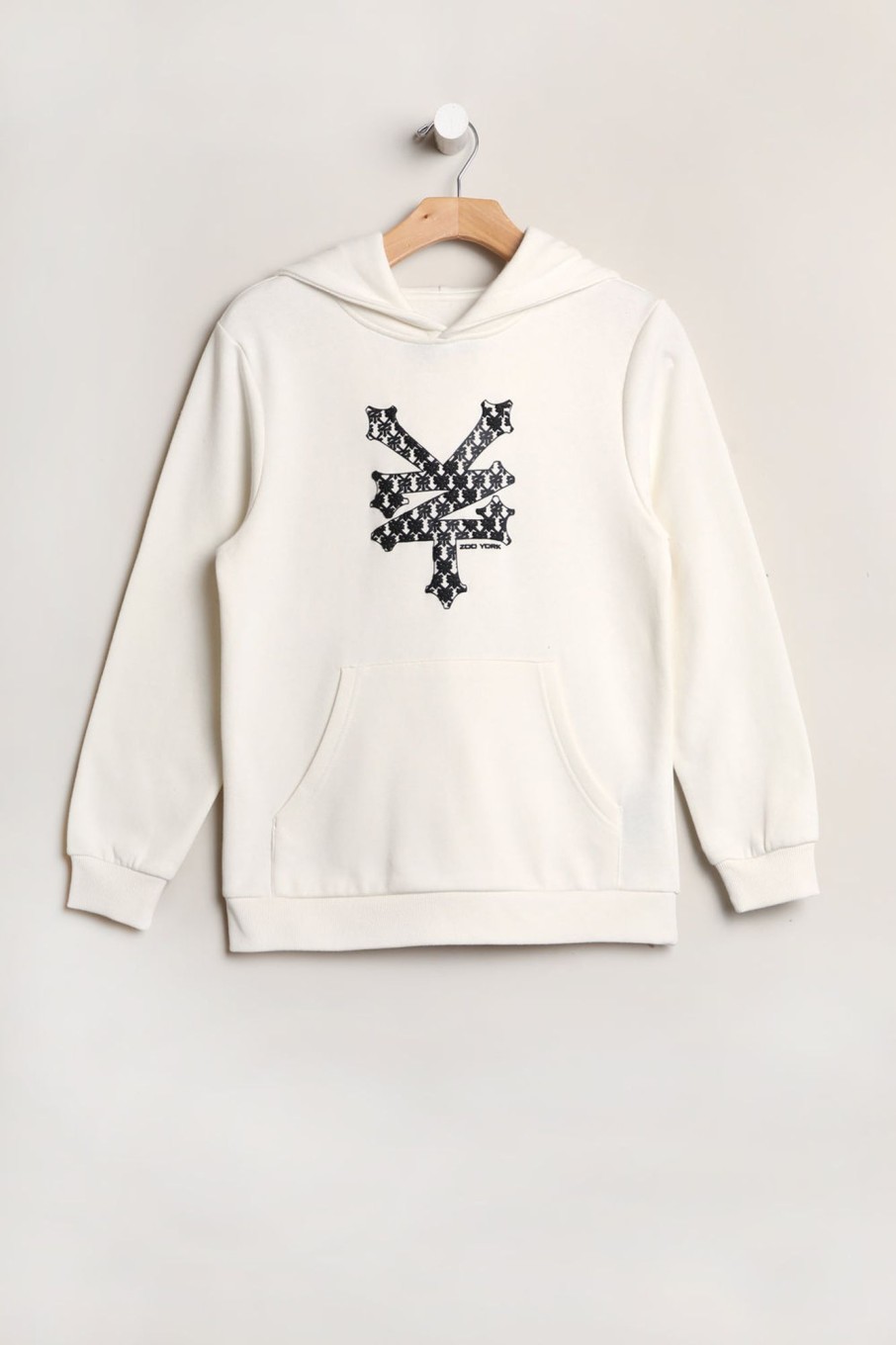 Youth Zoo York | Zoo York Youth 3D Rubber Logo Hoodie Off White