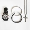 Mens Zoo York | Zoo York Mens Silver Cross Watch Set Black