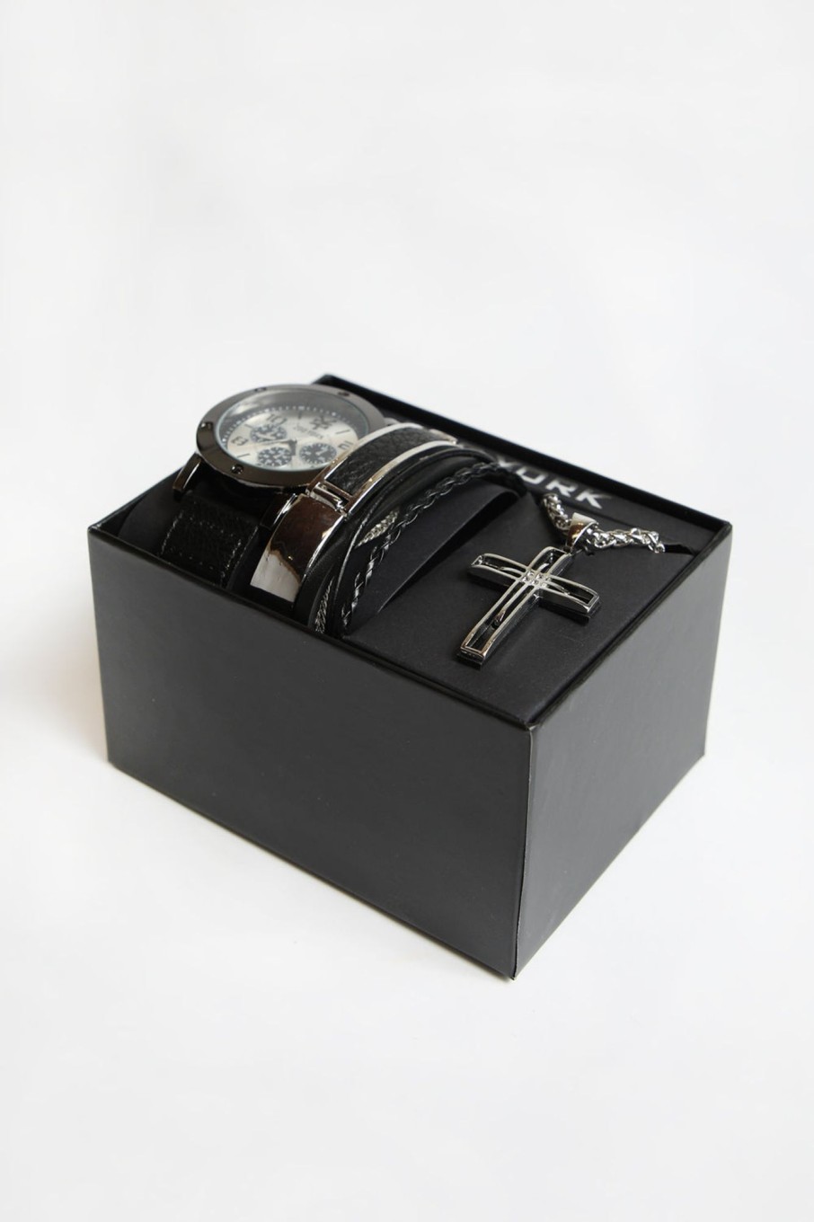 Mens Zoo York | Zoo York Mens Silver Cross Watch Set Black