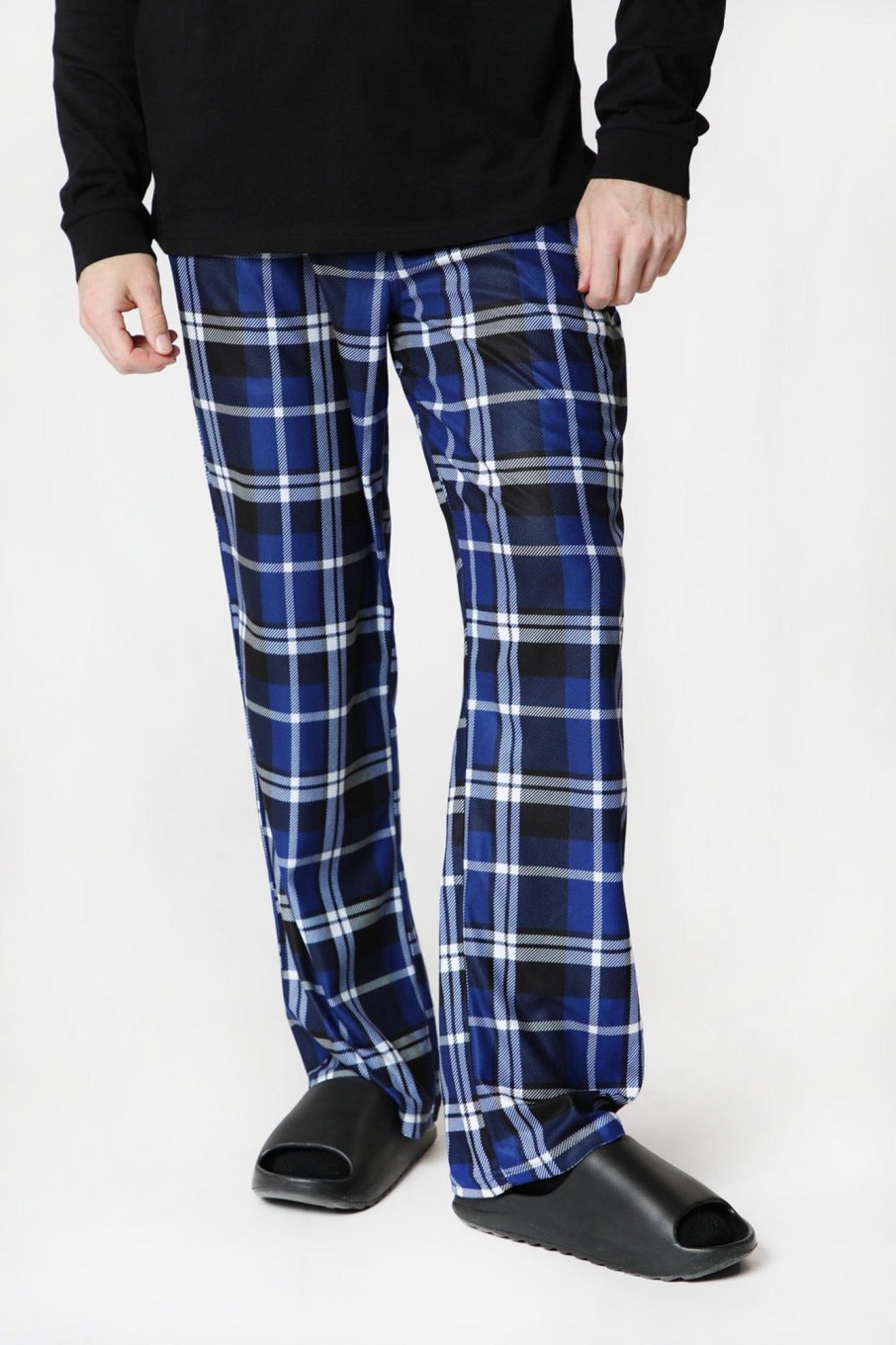 Mens Zoo York | Zoo York Mens Plaid Printed Pajama Bottoms Navy