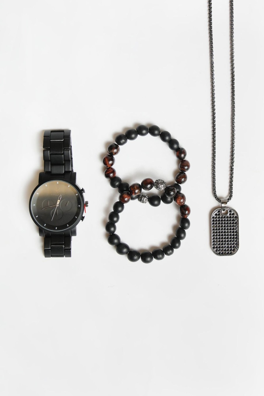 Mens Zoo York | Zoo York Mens Dog Tag Watch Set Black